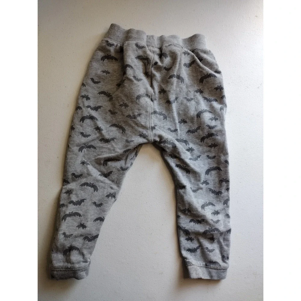 Zara Baby Girl 3/4 Years Gray‎ Bat Print Pants Button Detail Cotton Blend